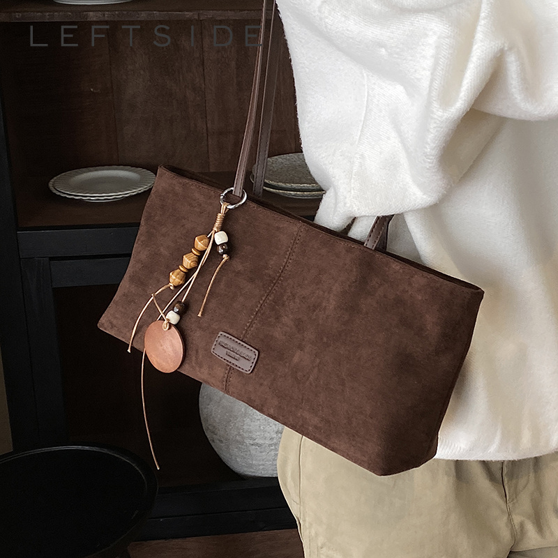 LEFTSIDE Retro Suede Shoulder  - Luxury Bags Tote 评论和价格